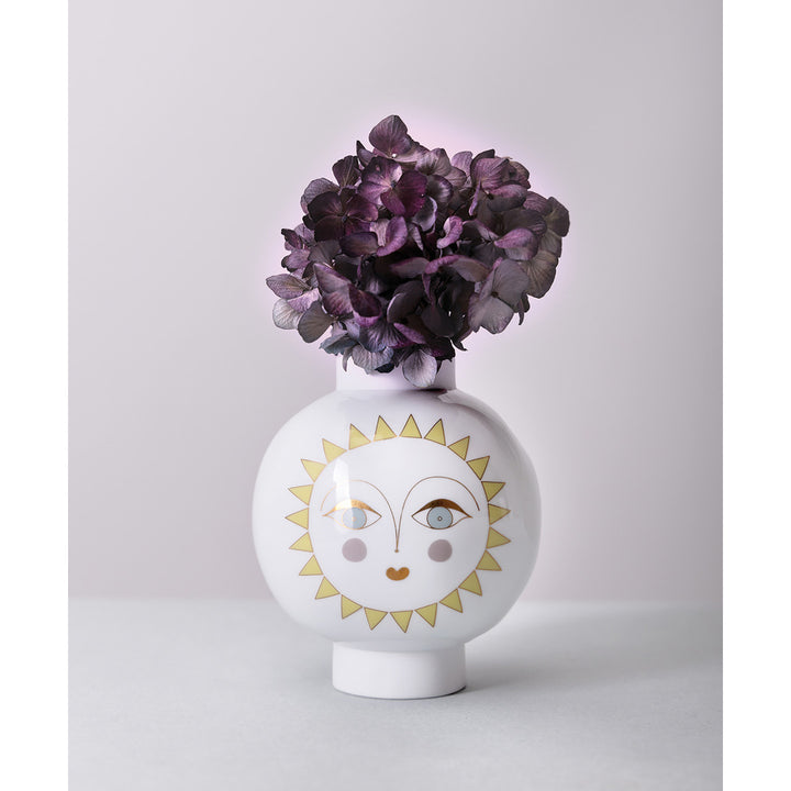 vase rond motif soleil coloré avec hortensia violet 4avril